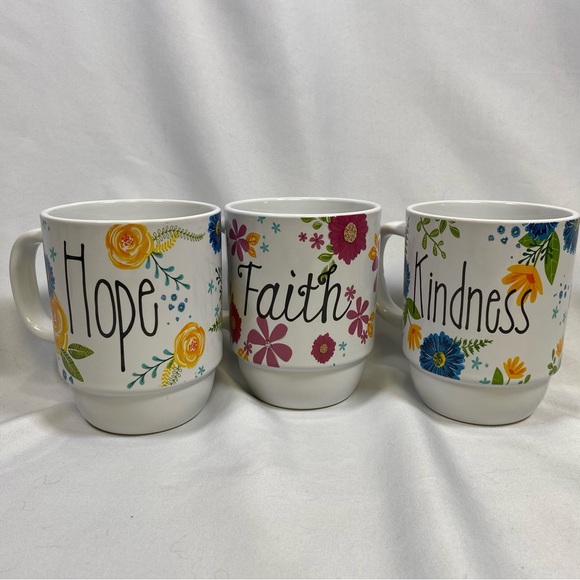 Coffee Mug Tea Cup Faith Hope Kindness Floral Spring Design “Leaf & Bean” - Picture 10 of 11
